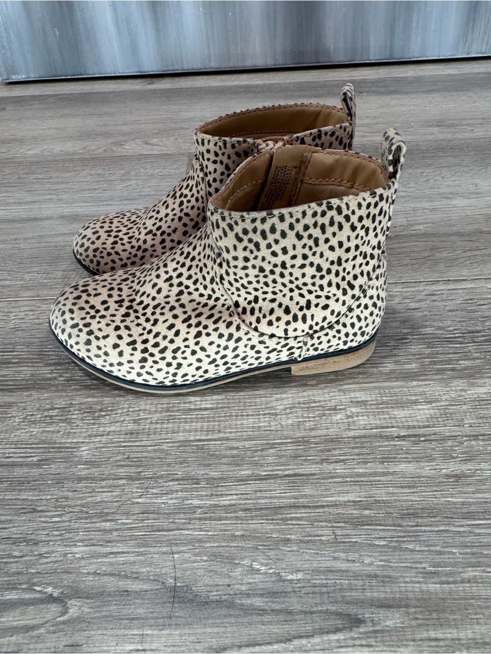 Cat & Jack Leopard Print Tan and Black Ankle Boots